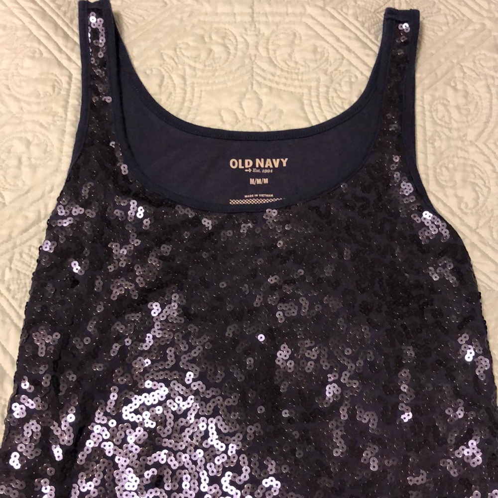 Old Navy Dark Blue Sequin Tank Top NWOT